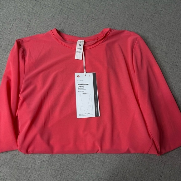 Lululemon Nulu Mesh Long Sleeve Crew Neck Bodysuit Glaze Pink Size XL NWT - Picture 8 of 14